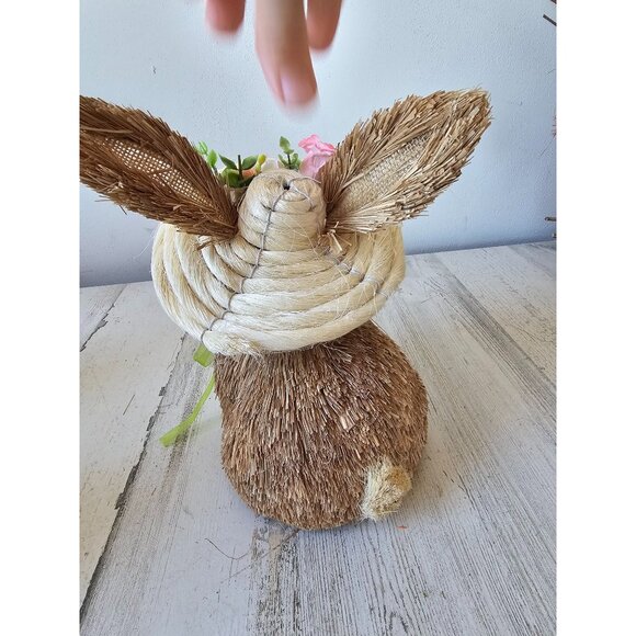 Vintage Pier sisal bottle brush Easter bunny rabbit spring decor hat flowers sta - Picture 3 of 9